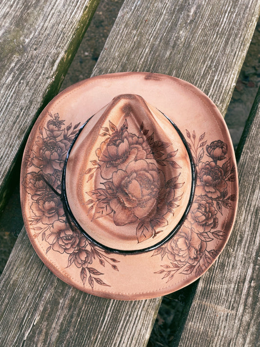 Floral short brim cowboy hat
