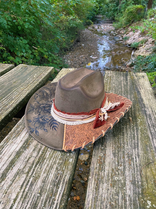 Olive green cowboy hat
