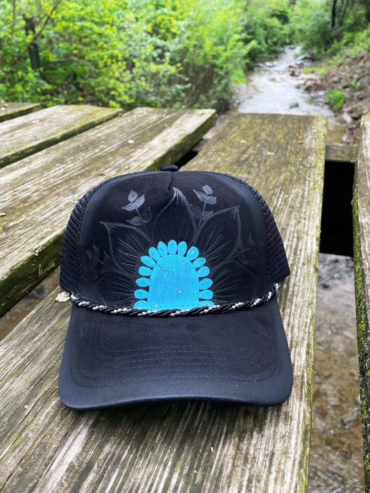 Black and turquoise sunflower